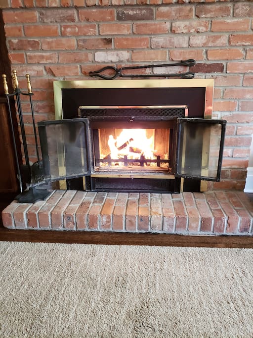 Crackling fireplace for a cozy get away.