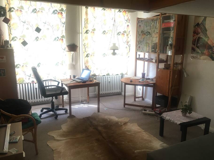 Living room view 2: there is a desk if you want to work with your laptop.