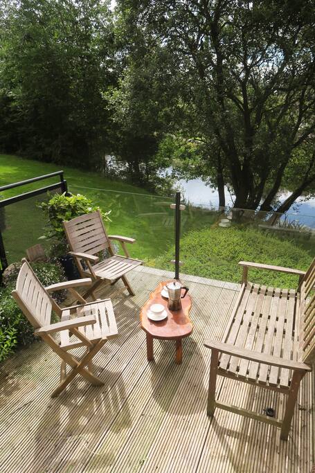 south facing deck overlooking canal