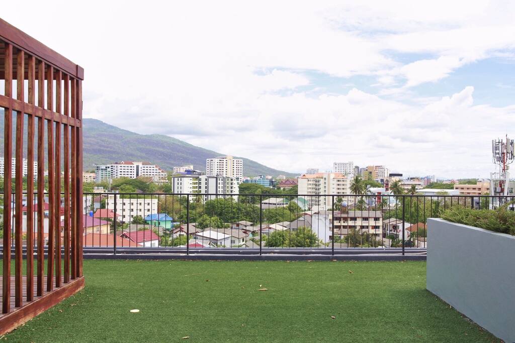 Roof top with beautiful mountains view where you can come to enjoy your sunrise and sunset.