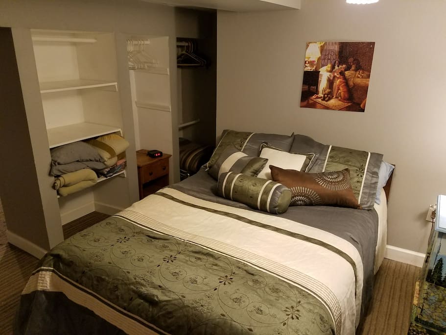 Cozy bedroom with plenty of closet space