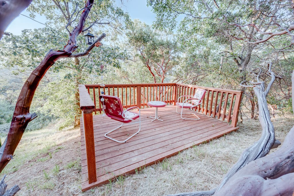 Myriad wild birds visit The Enchanted Lookout. This is our favorite bird-watching deck.