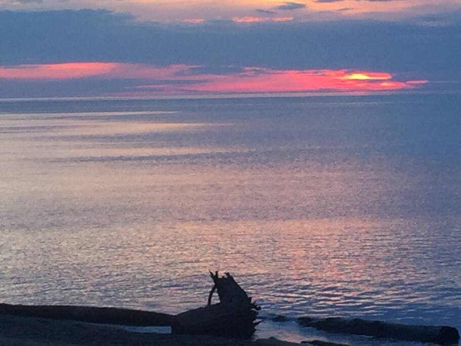 A Lake Superior sunset as seen from Black River Harbor, a 15 minute drive from the house.