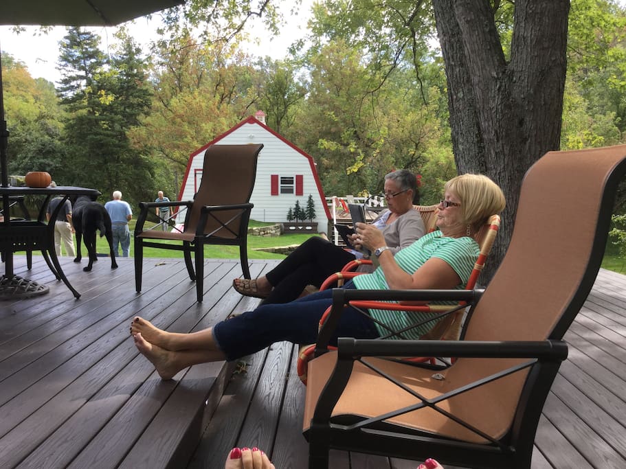 Relax under tree canopied deck