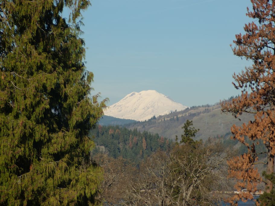 View from townhouse of Mt. Adams, across the Columbia River in Washington