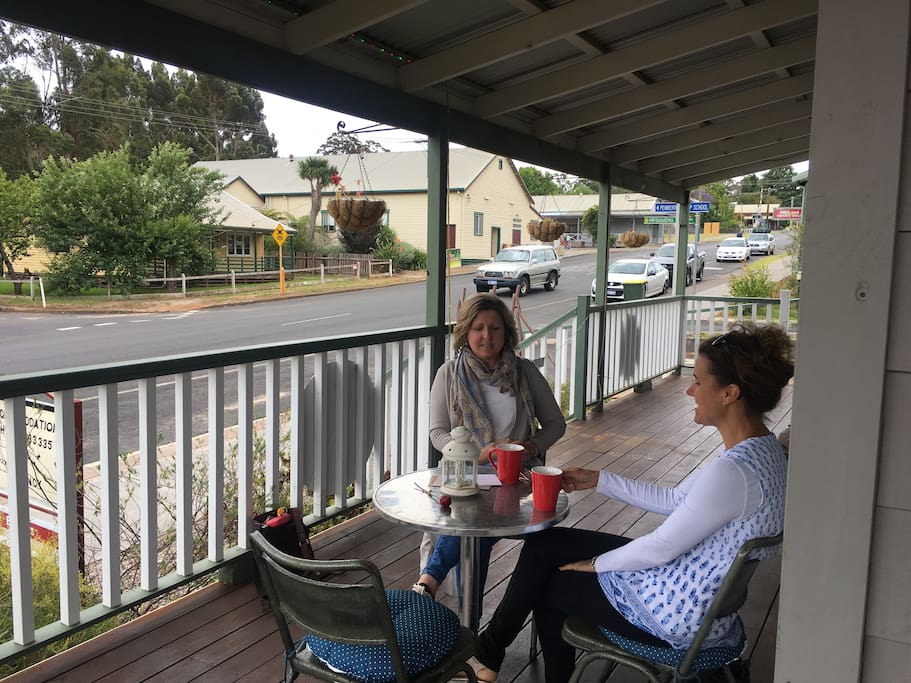Enjoying a cuppa across the road from an iconic Australian film set (Jasper Jones was filmed in Pemberton)