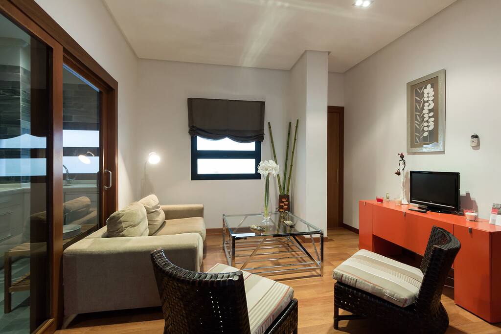 Living room. With TV, wi-fi internet access and air-conditioning (hot/cold).