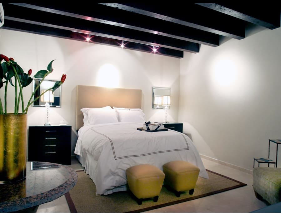 Beautiful private downstairs bedroom suite with private patio and office area
