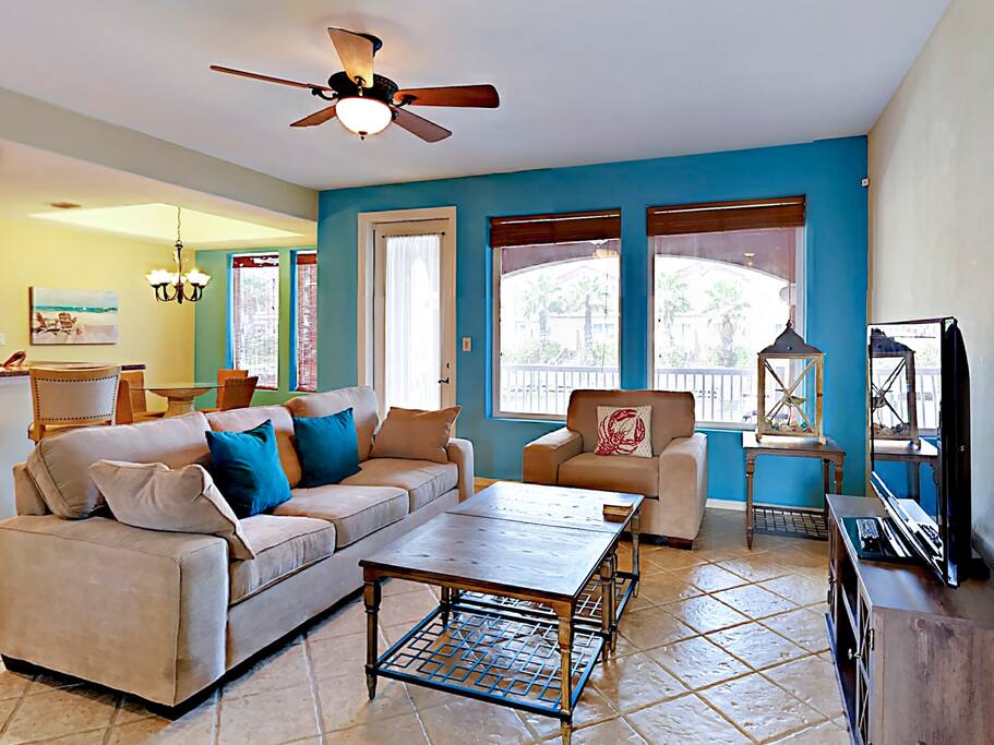 Relax in a sun-drenched living room.