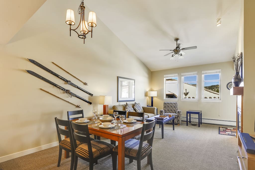 6-Chair Dining Table and View of Spacious Living Room