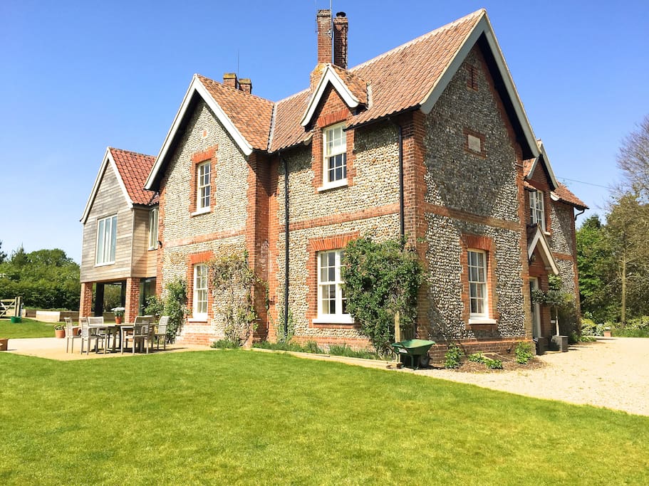 brick and flint farmhouse, set in a big garden and beautiful unspoilt countryside