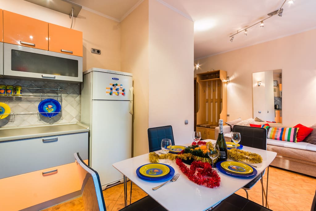 Kitchen with a dining table