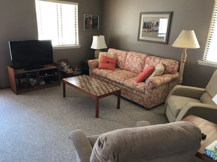 Comfortable and cozy Living Room. Spacious Living Room with new Smart TV for family time together