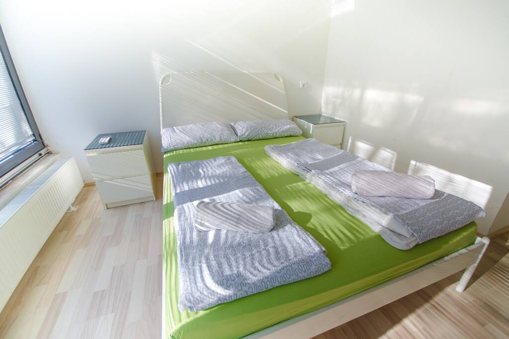 The room with the double bed in the second floor.
