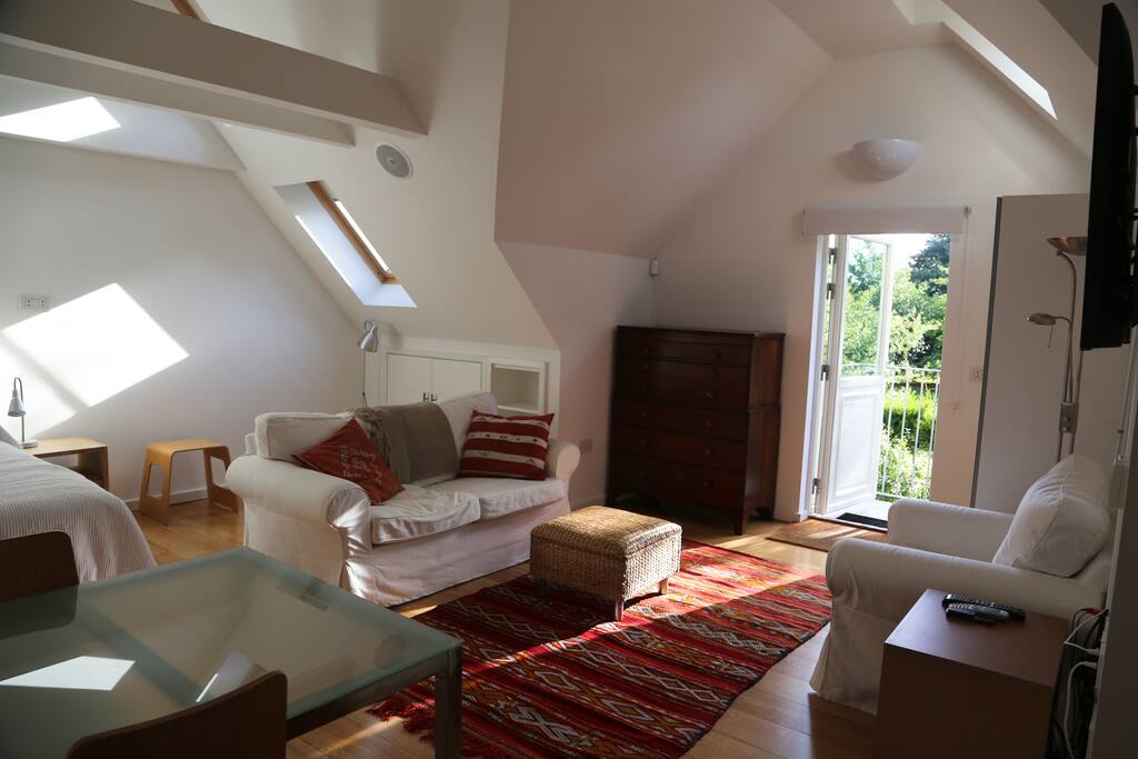 With the door open, and the garden view