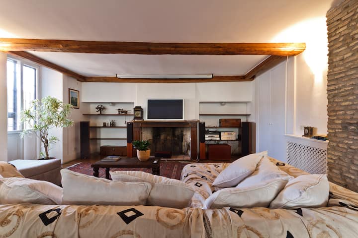 Feel at home in Rome - your pc/ipad/iphone plugs in below the couch,enjoy top sound, video