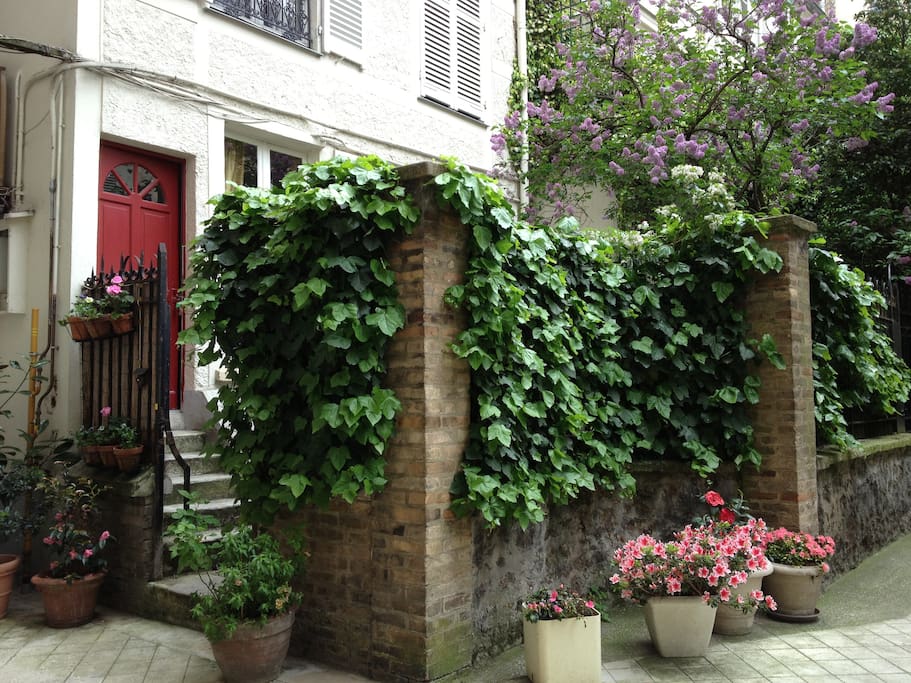 Private garden on a quiet path