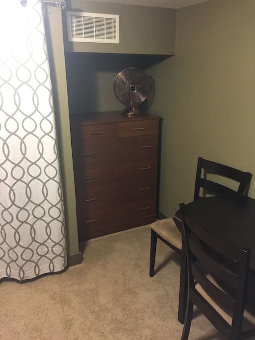 Dresser and closet in private room