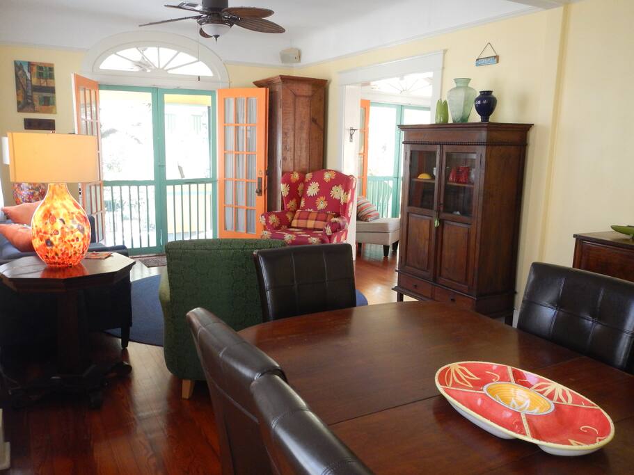 With both sets of French doors open, it's the best of indoor/outdoor living.