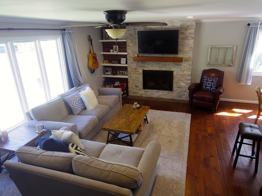 Gas fireplace with 55 inch 4K TV