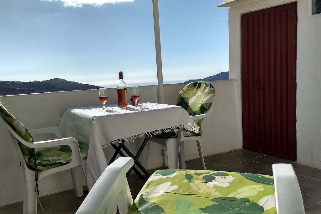 Casa Almachar has a private roof terrace with a view towards the sea