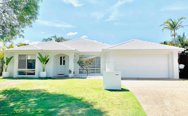 Family beach house with a pool