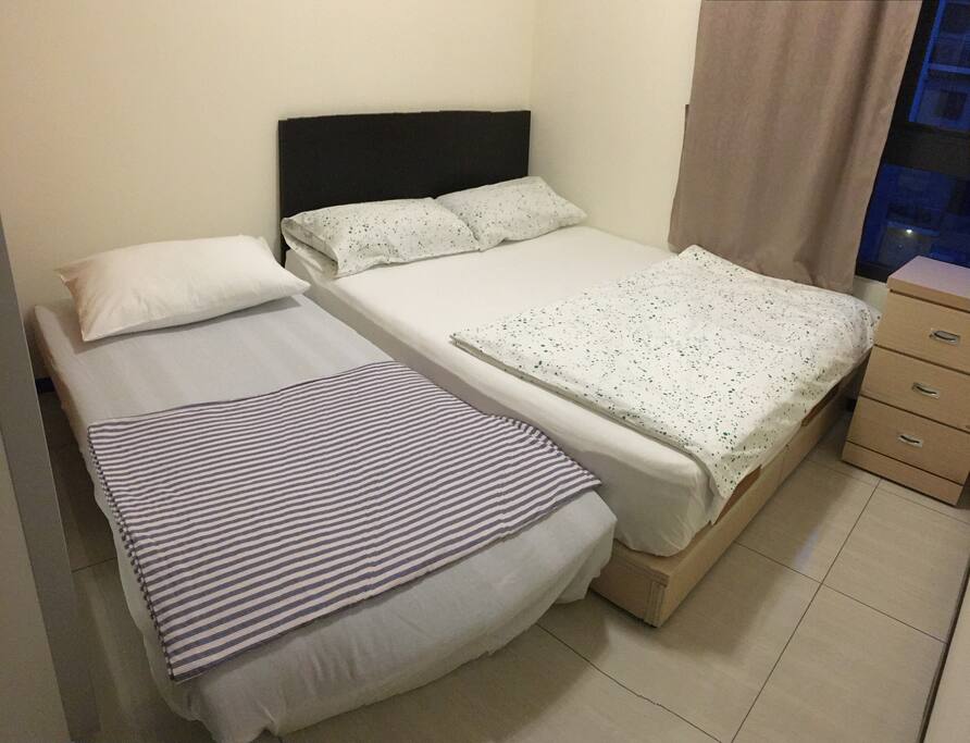 Room with double bed plus extra single sofa bed