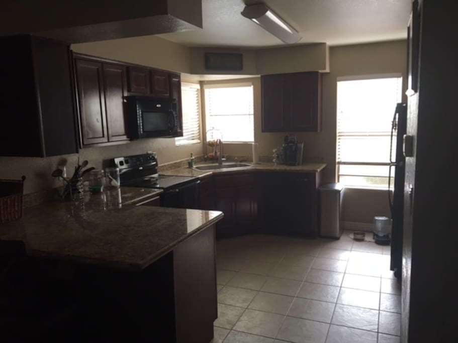 Nice sized kitchen. You have access to everything including coffee in the morning.