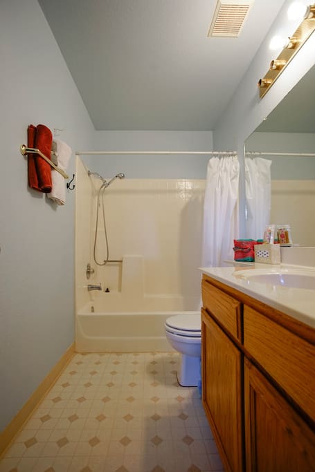 Share full bathroom located upstairs