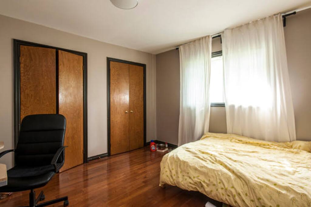 Large Spacious Room Furnished with Comfortable Double Ikea Bed, Large Ikea Desk, Large Built In Double Closets, Large Window Facing Backyard