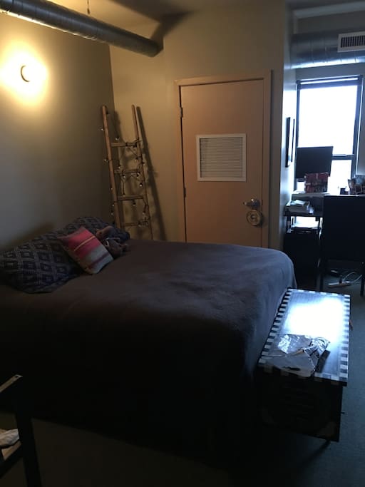 Television swivels to be viewed in both the living room and the bedroom, hookup for dual-screen computer