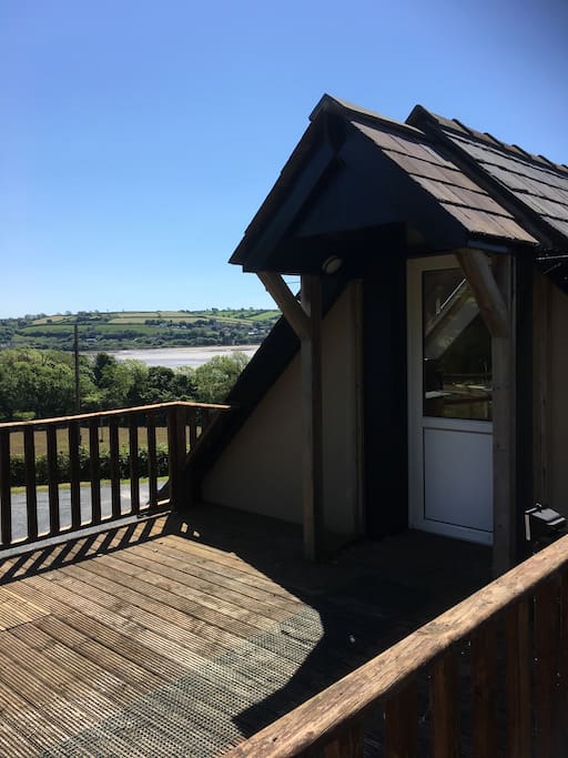 The terrace and entrance to the accommodation