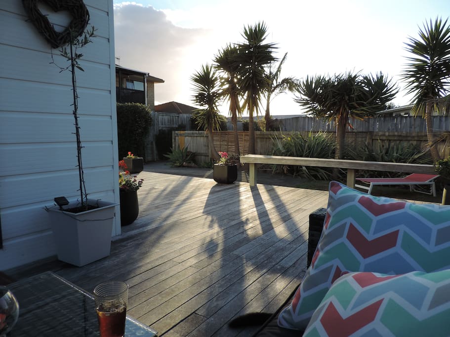 sunset on the deck