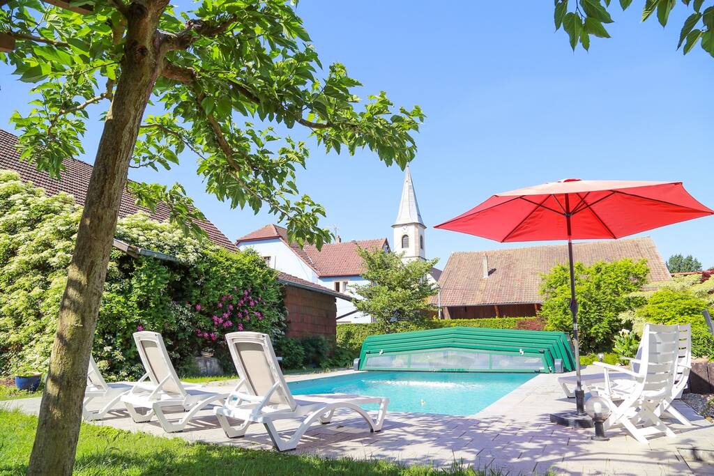 le jardin et sa piscine de 9m X4,5m