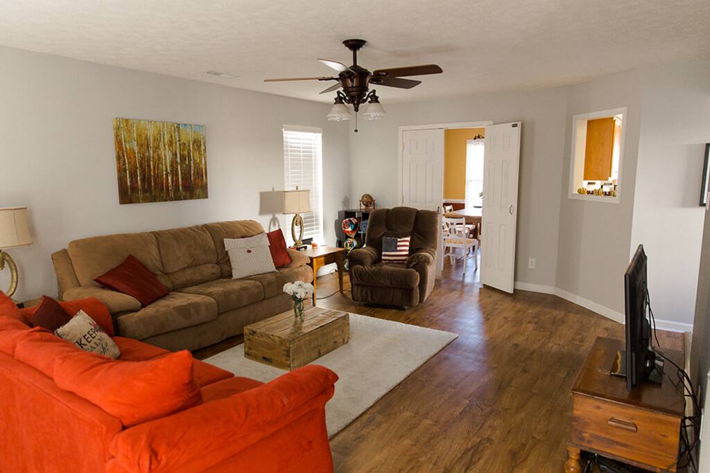 Living room (tan couch is a pull out couch)