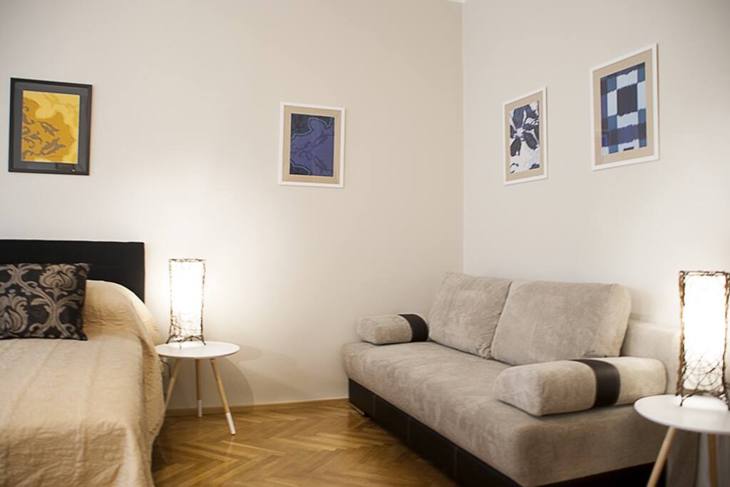 Bedroom №1: with king-size bed for two person and foldout sofa for two person.