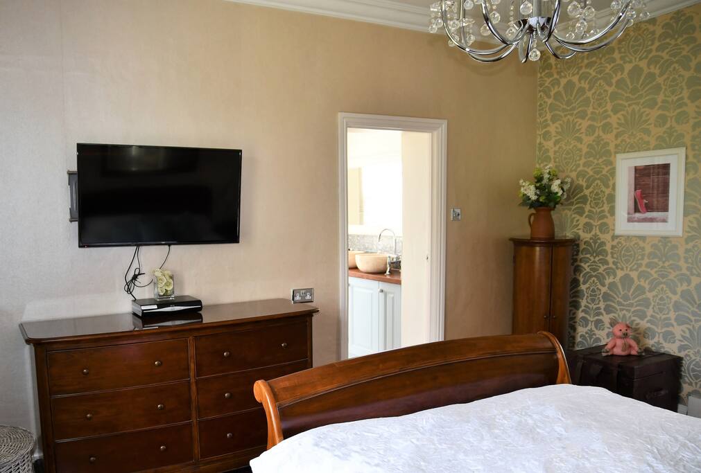 Master bedroom with smart TV
