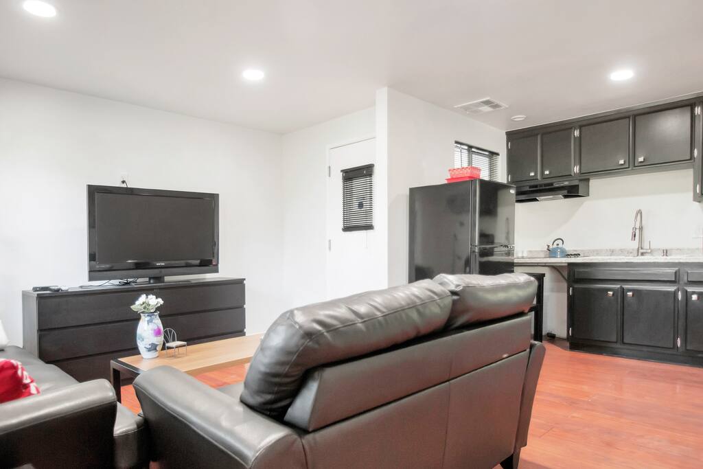 Entrance view of Living room and kitchen.