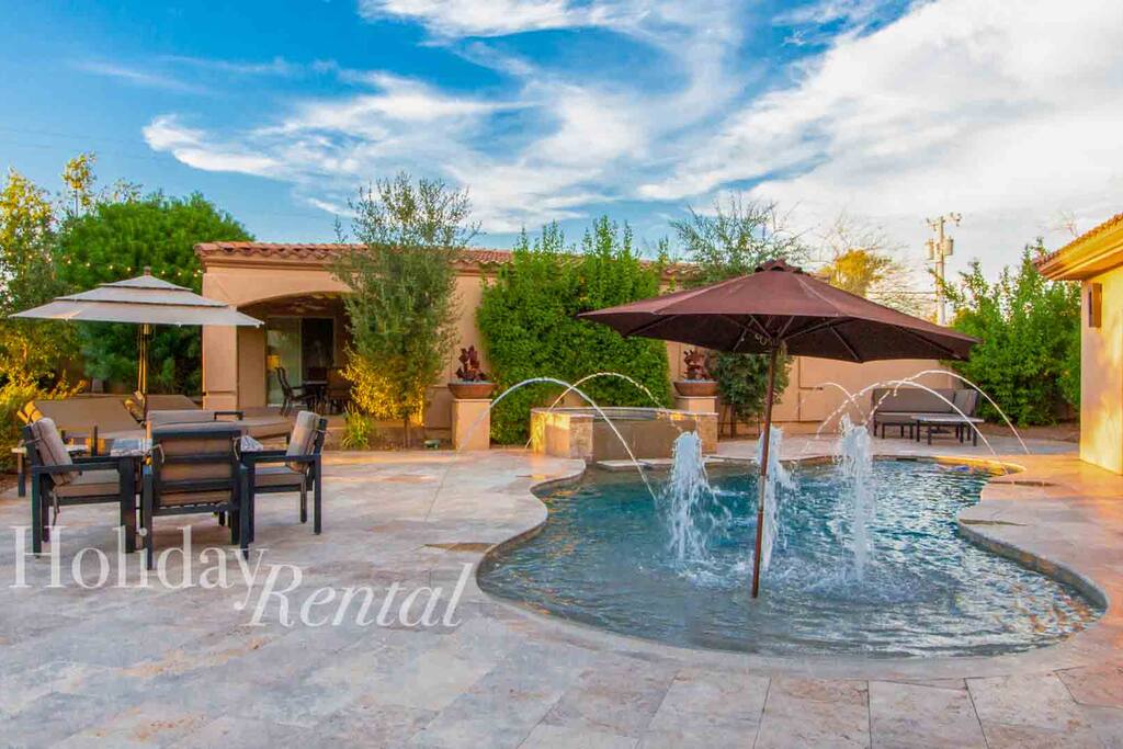 Outside backyard with pool