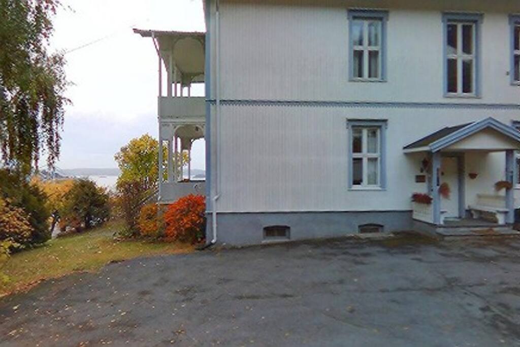 Old big beautiful origin Norwegian house. The room is in the middle in front.