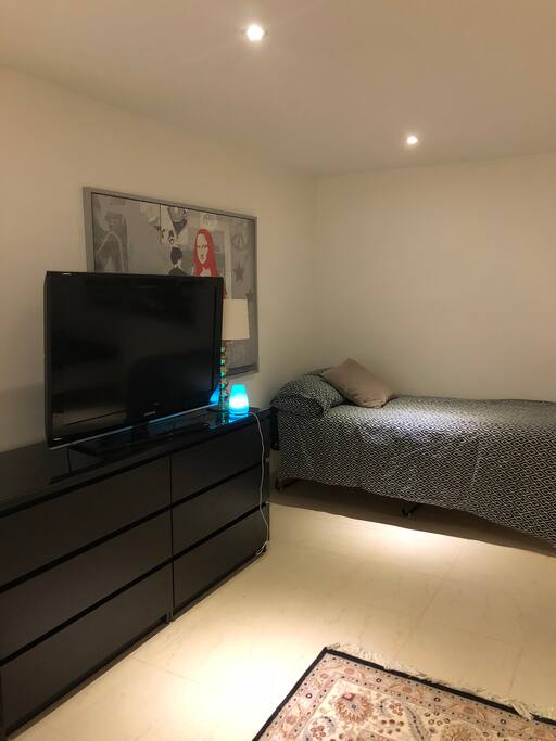 Comfortable single bed on studio.