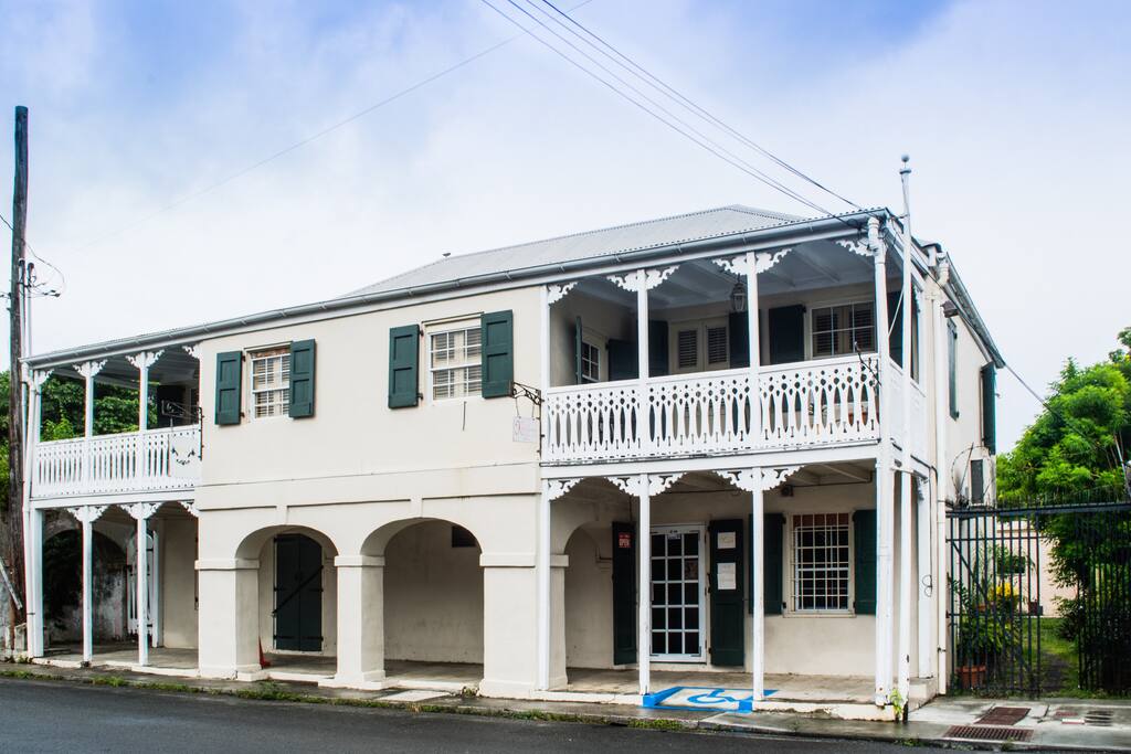 Gingerbread Apartments are located on the second floor of the building and have a gated entry-level.