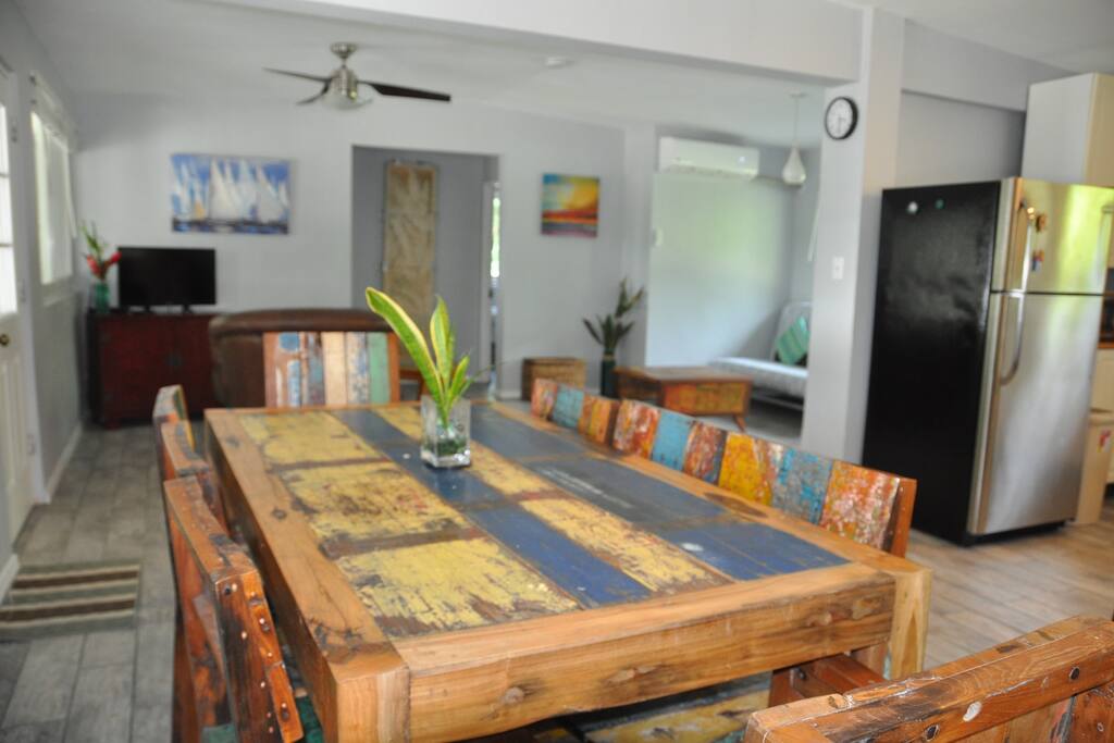 Large dining table with great views