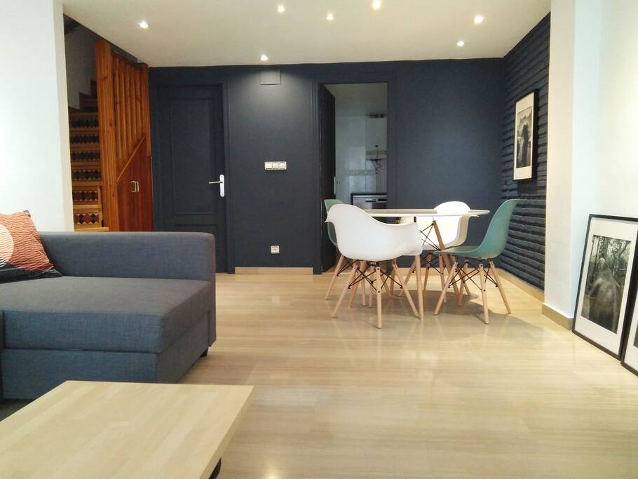 Living room, kitchen and single bedroom on the first floor