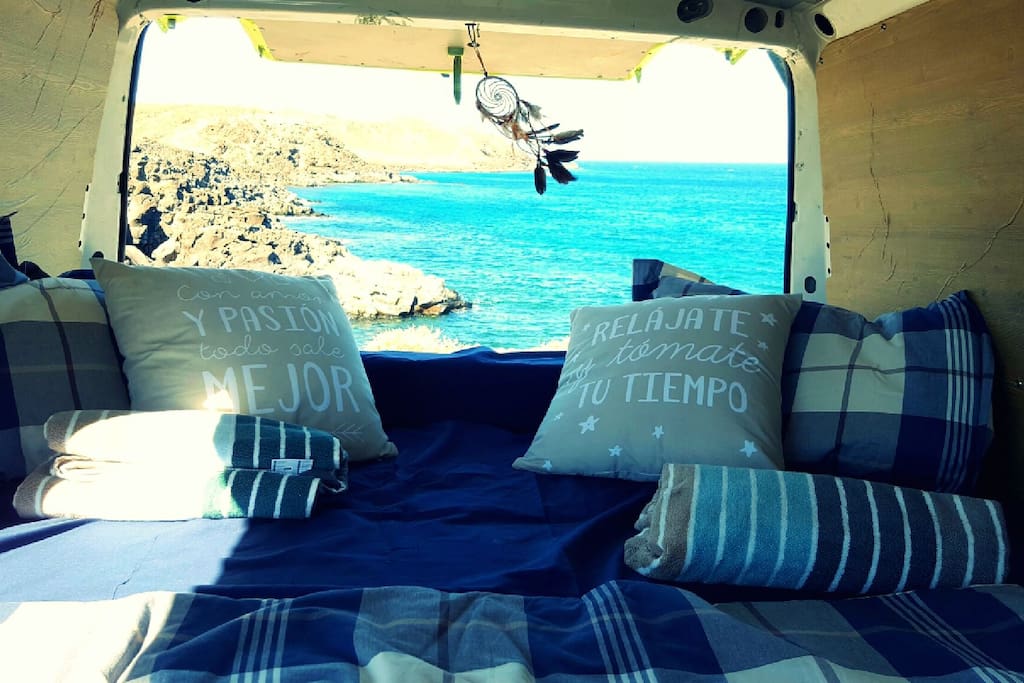Cama amplia para 2 personas con panorama