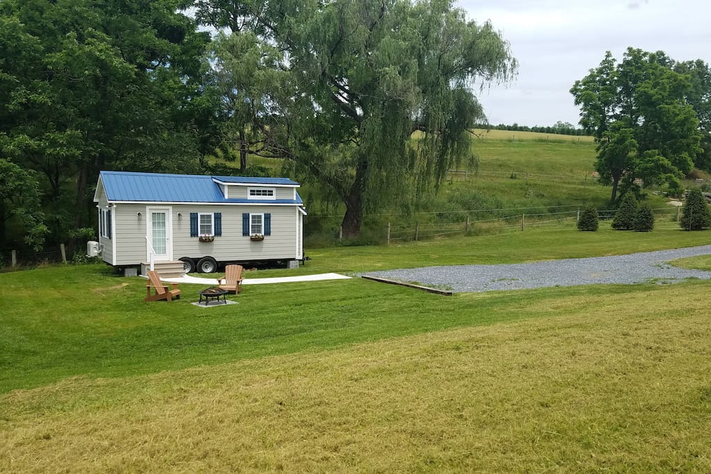 Lawn, Fire Pit and Parking Area