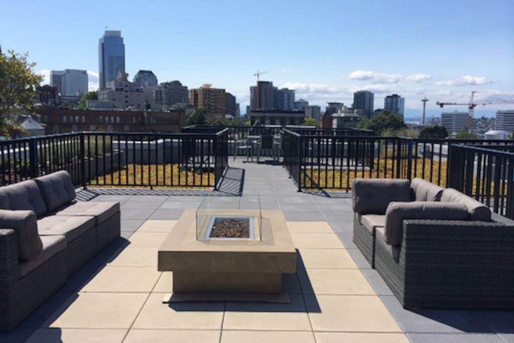 Common roof deck has great views of the city and 360 mountain views