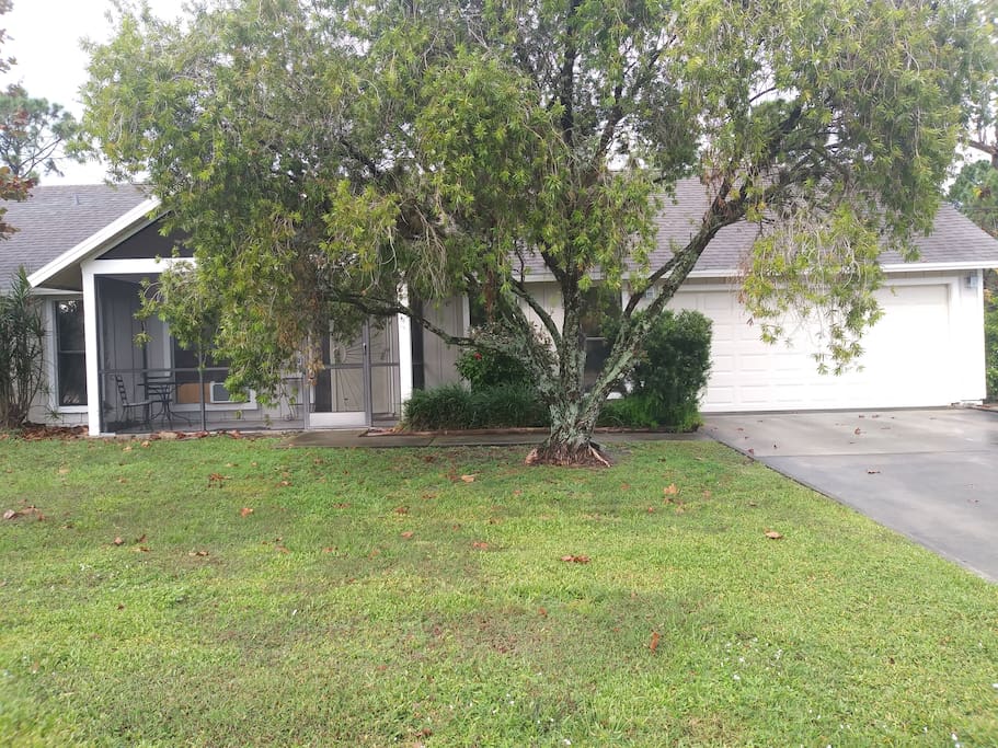 Off street parking in double driveway in front of house.