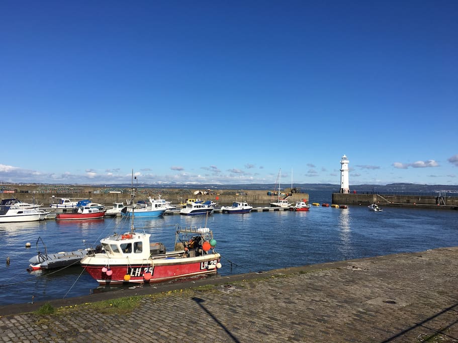 West-facing view from the harbour across to Fife.