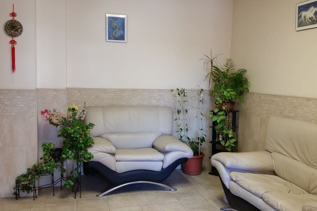 The welcoming hall in the building; downstairs